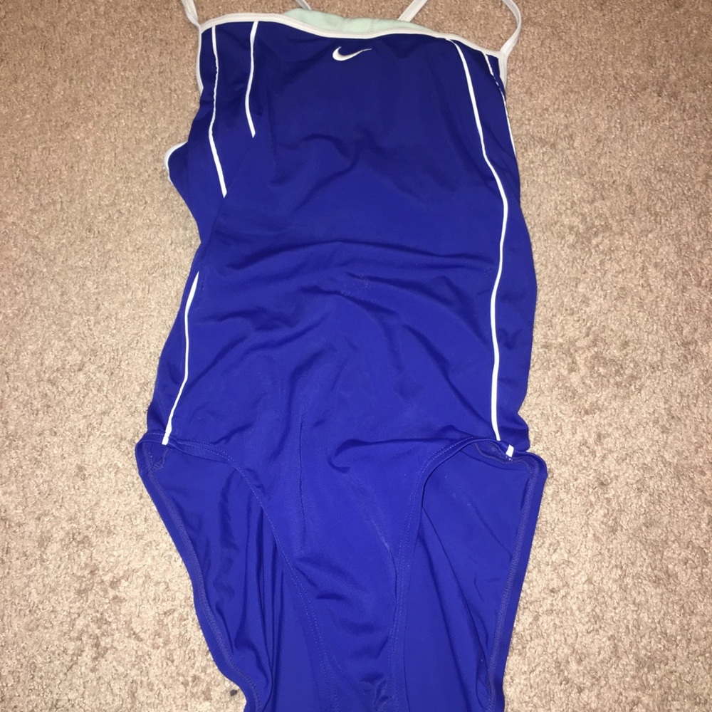 Blue Nike swimsuit.